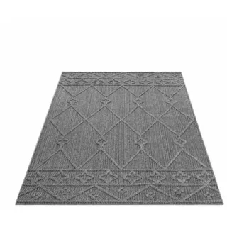 Homtex Outdoorteppich, 240 x 340 cm, In & Outdoor Teppich, Sisal Optik, Wetterfest,Balkon Terrasse Garten grau 240 x 340 cm