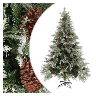 furnicato Künstlicher Weihnachtsbaum Weihnachtsbaum mit Zapfen Grün und Weiß 120 cm PVC & PE grün