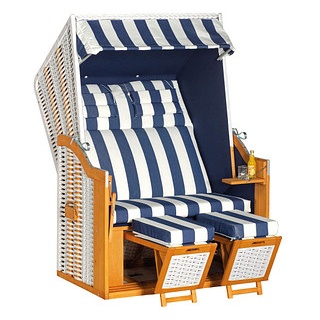Müsing Strandkorb Sunny Smart Rustikal 34 Z blau, weiß, weiß Kunststoff, Holz, 9-teilig