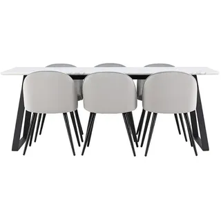 VCM ebuy24 Tischgruppe, Grau, Holz, 200x75x90 cm, Esszimmer, Bänke, Tisch- - Eckbankgruppen