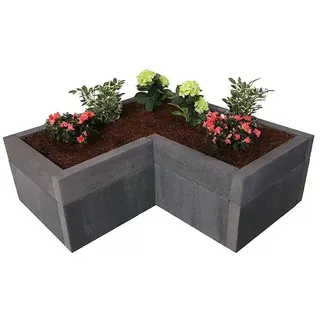 EHL Creaform Pflanzkübel eckig  (127 x 127 x 45 cm, Lavaschwarz, L-Form, Beton)