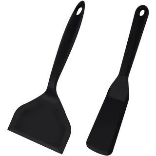 2 Stück Pfannenwender Silikon, Hitzebeständig & Antihaft Spatel Set, Küchenhelfer zum Kochen von Fisch, Pfannkuchen, Eiern, Pizza, Steak, Omelett
