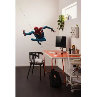 Komar Wandtattoo - Marvel Spider-Man Epic Swinging - Größe 70 x 100 cm - Wandsticker, Kinderzimmer, Wandaufkleber, Blau,rot