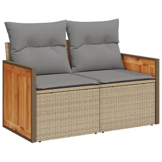 vidaXL Gartensofa 2-Sitzer Loungesofa beige