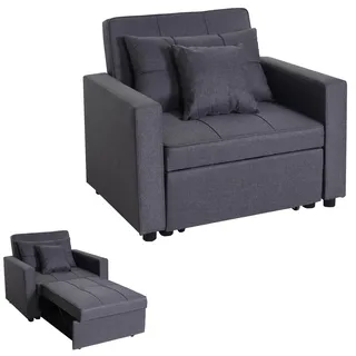 MCW Schlafsessel MCW-L90 Textil 101 x 90 x 197 cm Grau mit Kissen