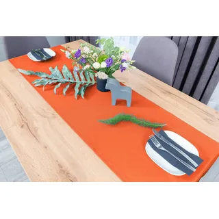 NIBLO Tischdecke Tischläufer Tischtuch Tischwäsche Tischdekoration Tafeltuch (Orange, Tischläufer - 40 x 140 cm)