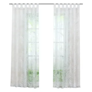 Joyswahl Gardine, Schlaufen (1 St), Voile Ausbrenner mit Blätter Muster weiß 140 cm x 225 cm