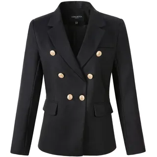 Zweireihiger Blazer für Damen, Arbeitsanzug, Schwarz, 34 - 34