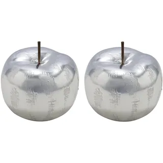 Gehlmann dekorativer Deko-Apfel Dekoobjekt Apfel Keramik Silber glänzend - Matte Optik (22103451-2 x klein)
