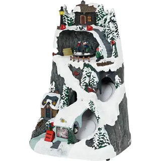 well home mobiliario & decoración Weihnachtsdorf Zur Dekoration Mit LED-Lichtern Und Bewegung 19,6 x 17,7 x 30,1 cm