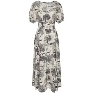 LASCANA Maxikleid Bedruckt Schwarz/Creme 34