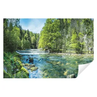 Wallarena Fototapete Wald Natur See Wohnzimmer Schlafzimmer 3D Vlies Tapete, Premium Halbmatt Glatt Vlies, See, Landschaft, Wald, Natur, (Packung, Vlies Fototapete), Fototapete Wohnzimmer Schlafzimmer - Vliestapete inklusive Kleister grün 2.5 m x 1.75 m