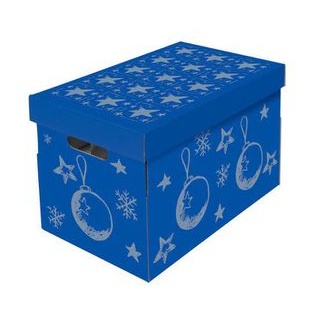Nips Aufbewahrungsbox Christmas 119201142, A4, 36L, für 54 Weihnachtskugeln, Pappe blau 47 x 28 x 29cm