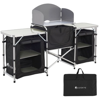 Juskys Campingküche Garda - Outdoor Küche faltbar mit Schrank - klappbare Küchenbox in Schwarz