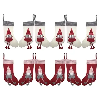 Weihnachtsstrumpf Set – 12 Stück, 42 cm aus Filz, Kamin Nikolausstrumpf zum Aufhängen, Nikolausstiefel zum Befüllen, Weihnachtsstrümpfe Deko,...