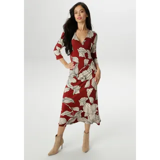 Aniston SELECTED Jerseykleid Midi Geblümt Rot/Schwarz/Weiß 34