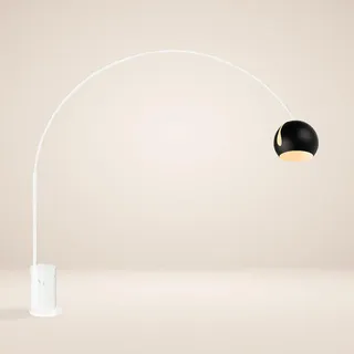 s.luce Stehlampe, Weiß, Stein, Formgebogen,Formgebogen, 30x220x30 cm, Lampen & Leuchten, Innenbeleuchtung, Stehlampen, Bogenlampen