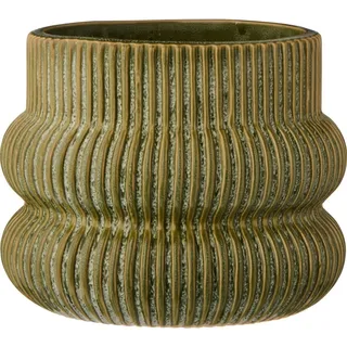 IB Laursen Blumentopf mit Rillen aus Keramik, Grün, Höhe 10.5, Ø 13.5 cm
