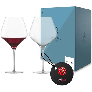 Zwiesel Glas Burgunder Rotweingläser Alloro (2 Stk) | in Handarbeit mundgeblasene Burgundergläser, ästhetische Tritan®-Kristallgläser für vollmundigen Rotwein