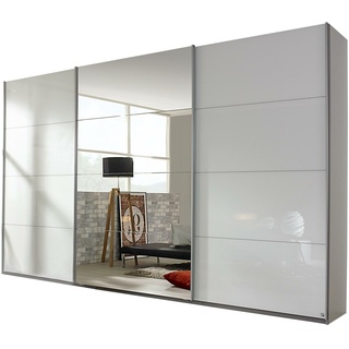 Schwebetürenschrank - alpinweiß - mit Spiegel - 2 Glastüren - 360x229 cm