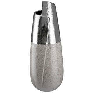 GILDE Dekovase GILDE Vase Marmo - grau-silber - H. 37,5cm x B. 16cm grau|silberfarben