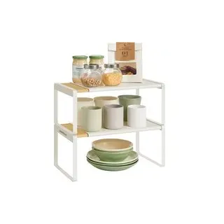 songmics home Gewürzregal 2er Set ausziehbar naturbeige-cremeweiß