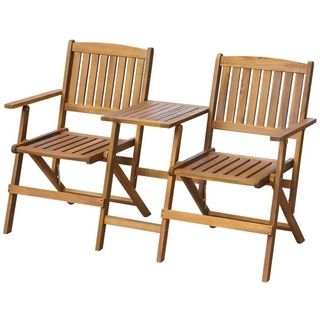 furnicato Gartenbank »Gartenbank Klappbar mit Teetisch 140 cm Massivholz Akazie« braun