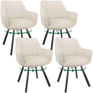 WAFTING Esszimmerstuhl 4er Set drehbar 360°, Polsterstuhl Samt, Khaki