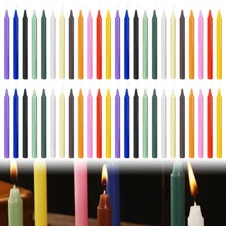 48 Stück Stabkerzen Bunt: Kerzen Kleine Dripless, 15 cm hoch, Spitzkerzen, Leuchterkerzen für Chimes, Kerzenset, Bunte Kerzen, Stabkerzen Pastellfarben für Gemeinde, Geburtstag, Bankett, Hochzeit