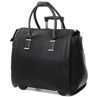 Bowatex Elegante Damen Aktentasche Laptoptasche Trolley Groß 2 Rollen Schwarz