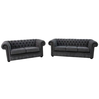 JVmoebel Chesterfield-Sofa, Chesterfield 3+2 Sitzer Garnitur Sofa Couch grau