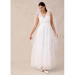 bonprix Brautkleid aus Tüll und Spitze, weiß, Gr.40, Romantisches Brautkleid mit bezaubernder Spitze und weitem Tüllrock für den ganz besonderen Tag