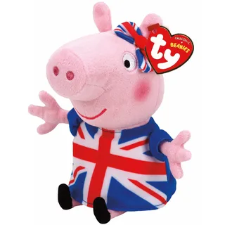 TY Peppa Pig Union Jack Kuschel-Plüschtier - Sammlerstück Stoffteddy für Kinder, Baby-Plüschtiere