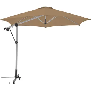 Doppler Sonnenschirm/ Ampelschirm "panda Matic Iii" Ø 3,20 M, Greige, Bezug Aus 100% Polyester, Gestell Aus Aluminium, 24,5 Kg