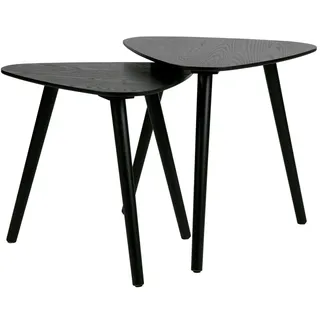 Beistelltisch Nila 2er-Set aus Eschenholz, modern, schwarz, dreieckig für Dein Zuhause