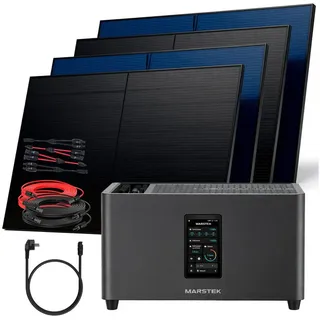 sunniva Balkonkraftwerk Full Black Bifazial 2000 W inkl. 2,24 kWh Speicher + 4 x 500 W N-Typ Glas-Glas Bifacial Module