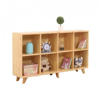FUKEFUZ Massivholz Sideboard Kiefer Natur - Skandinavisches Lowboard Mit Füßen Und Rückwand- Offene Kommode Für Wohnzimmer, Flur & Vinyl-Schallplatten - TV-Schrank(W/o Door,8-Cube)