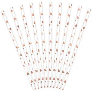 Partydeco Trinkhalme Papier 19 cm 10 St. Weiß/Roségold