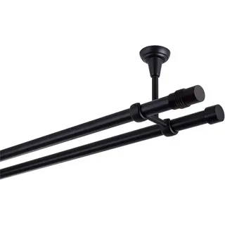 MDEKOR Vorhangstange Zylinder 2-läufig Ø 19 mm 120 cm Schwarz