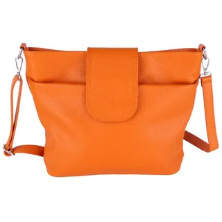 MIRROSI Umhängetasche Damen, Crossbody Bag, Echtleder Made in Italy (1 Tasche 1 Gurt), verstellbaren Schulterriemen), 30x24,50x9cm (BXHXT) viel Stauraum orange