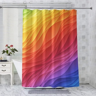 HATEGE Duschvorhang Anti-Schimmel Kunstdesign 3D Duschvorhänge 200x240 Regenbogen Duschvorhang Textil Waschbar Wsserdicht für Badezimmer Badewanne Badevorhang Bad