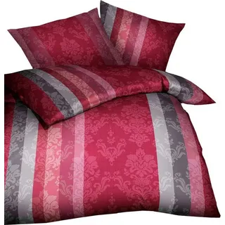 Kaeppel Bettwäsche 135x200cm Over Ornamente Paisley Rot Silber, Biber, 2 teilig, elegante Struktur, Ornamente, weich, ideal für den Winter rot