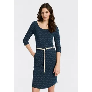 Ragwear Jerseykleid LILITHA ZIG ZAG O mit Taillen-Bindegürtel grün XS (34)