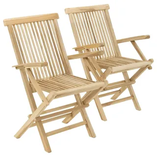 VCM Gartenstuhl 2er Set klappbar 57 x 62 x 89 cm hellbraun