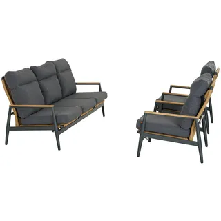 Siena Garden Roma Gartenlounge-Set 3tlg. für 5 Personen - Anthrazit
