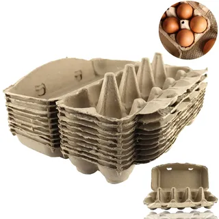 Eierkarton 10 Stück Eierkartons 10er Pappe Eierschachtel für je 10 Eier | Set: 10 Stück | Braune Eierkartons aus Pappe | Mit Deckel | Zum sicheren Aufbewahren und Transportieren von 10 Eiern