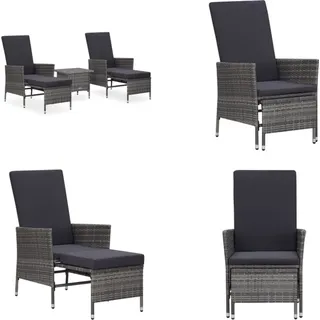 vidaXL Gecheer Gartenlounge Set Polyrattan, Balkon Lounge Set, Kissen
