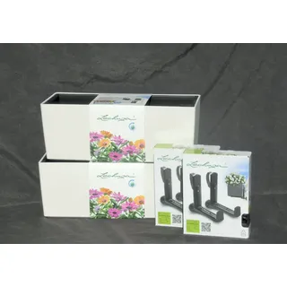 2x(a 57,85€/St.) Lechuza BALCONERA COLOR 50 weiss matt Set +2 Paar Halter weiss