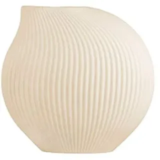 Storefactory - Vase - Lerbäck - Farbe: Beige - Keramik - mit feiner Rillenstruktur - Maße (LxBxH): 16 x 9 x 15 cm