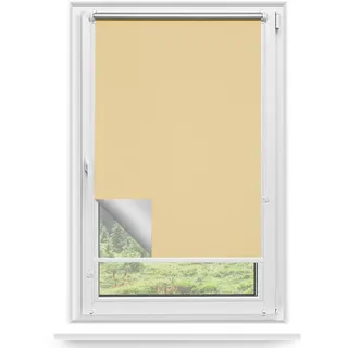 Rettika Verdunkelungsrollo ohne Bohren, für Fenster, Breite 105 cm, Höhe 220 cm, Ecru Farbe, Klemmfix Montage, Jalousien Fenster, Fenster rollos für innen, Klemmrollo
